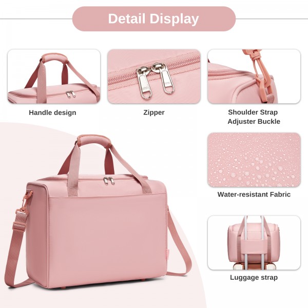 TVK2521 - Kono Kompakte, leichte Personal-Item-Reisetasche 40×30×20 - U-Reißverschluss mit weiter Öffnung & Trolley-Sleeve - Nude