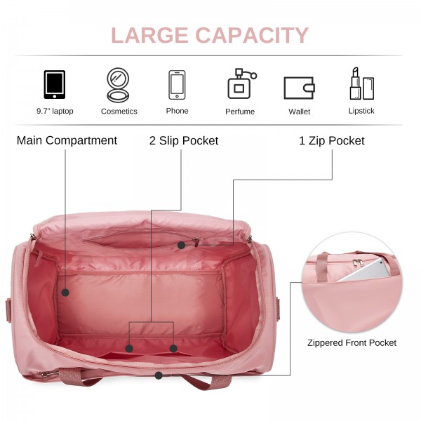 TVK2521 - Kono Kompakte, leichte Personal-Item-Reisetasche 40×30×20 - U-Reißverschluss mit weiter Öffnung & Trolley-Sleeve - Nude