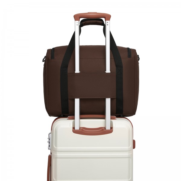 TVK2526 - Kono Spacious Airline-Approved Cabin Travel Duffel (40×30×20 cm) - Roomy Weekender with U-Zip Opening - Brown