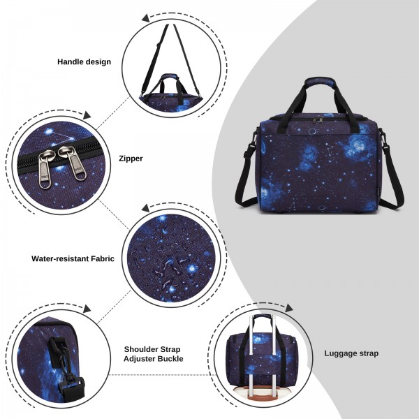 TVK2526 - Kono Geräumige, airline-taugliche Kabinen-Reisetasche (40 × 30 × 20 cm) - Weekender mit U-Reißverschluss-Öffnung - Galaxie Blau