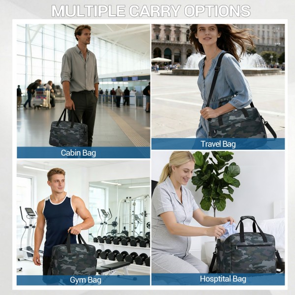 TVK2560 - Kono Reisetasche mit großer Kapazität 40×30×20 cm-Airline-approved Unterseat Kabinentasche, perfekt für Fitness, Reisen und Wochenendausflüge - Tarnung