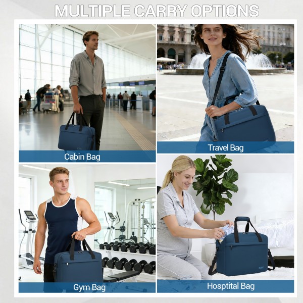 TVK2560 - Kono Reisetasche mit großer Kapazität 40×30×20 cm-Airline-approved Unterseat Kabinentasche, perfekt für Fitness, Reisen und Wochenendausflüge - Marineblau