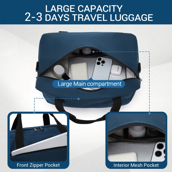 TVK2560 - Kono Reisetasche mit großer Kapazität 40×30×20 cm-Airline-approved Unterseat Kabinentasche, perfekt für Fitness, Reisen und Wochenendausflüge - Marineblau