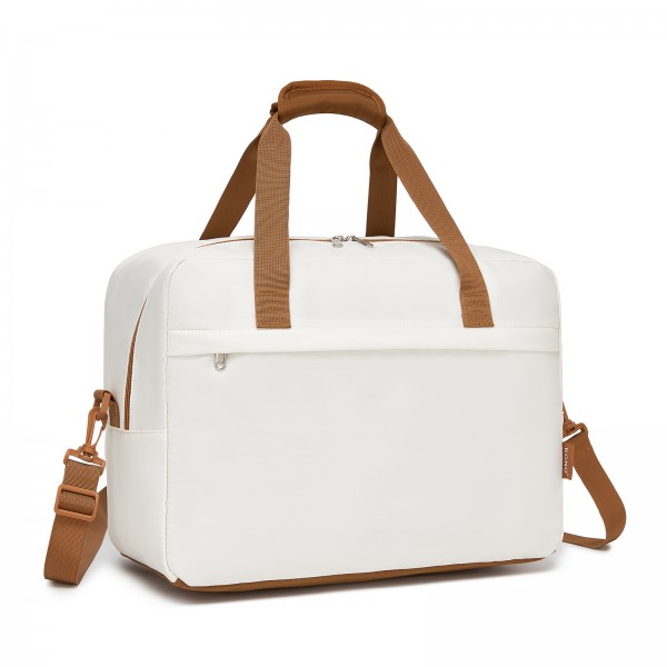 TVK2569 - Kono 40x30x20cm Cabin Travel Bag, Carry-On Tote with Hidden Pocket & Luggage Sleeve for Flights, Work & Weekend Getaways - Beige and Brown