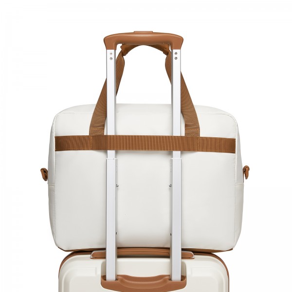 TVK2569 - Kono 40x30x20cm Cabin Travel Bag, Carry-On Tote with Hidden Pocket & Luggage Sleeve for Flights, Work & Weekend Getaways - Beige and Brown