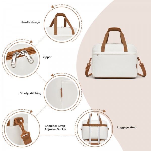 TVK2569 - Kono 40x30x20cm Cabin Travel Bag, Carry-On Tote with Hidden Pocket & Luggage Sleeve for Flights, Work & Weekend Getaways - Beige and Brown