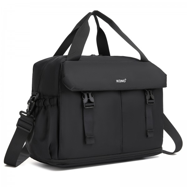 TVK2613 - Kono Expandable Cabin Travel Bag 40×30×20cm - Large Capacity, Water-Resistant, Multi-Compartment Weekend & Carry-On Tote - Black
