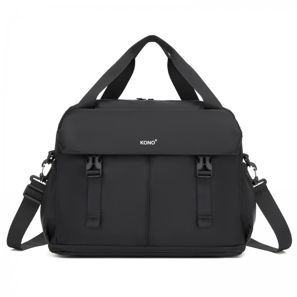 TVK2613 - Kono Expandable Cabin Travel Bag 40×30×20cm - Large Capacity, Water-Resistant, Multi-Compartment Weekend & Carry-On Tote - Black