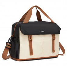 TVK2613 - Kono Expandable Cabin Travel Bag 40×30×20cm - Large Capacity, Water-Resistant, Multi-Compartment Weekend & Carry-On Tote - Black and Beige