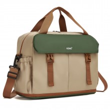 TVK2613 - Kono Expandable Cabin Travel Bag 40×30×20cm - Large Capacity, Water-Resistant, Multi-Compartment Weekend & Carry-On Tote - Khaki and Green