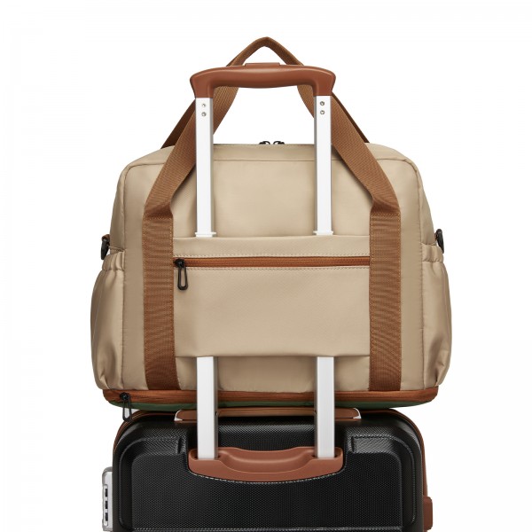 TVK2613 - Kono Expandable Cabin Travel Bag 40×30×20cm - Large Capacity, Water-Resistant, Multi-Compartment Weekend & Carry-On Tote - Khaki and Green