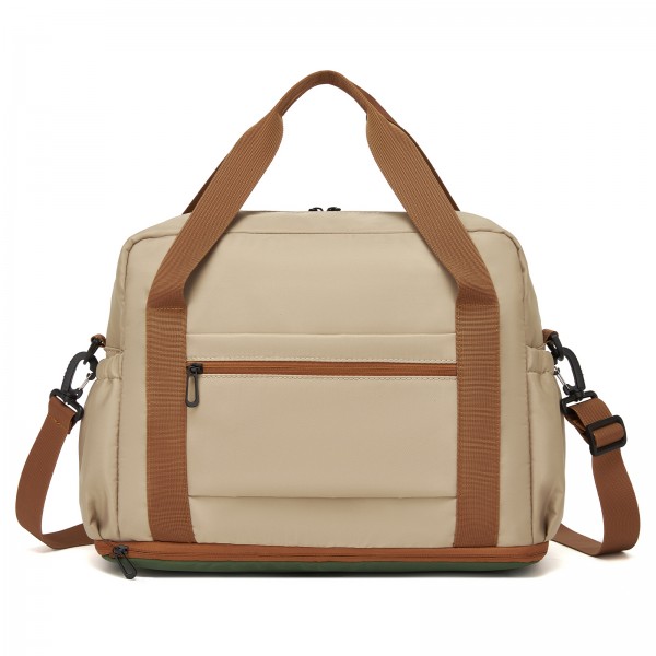TVK2613 - Kono Expandable Cabin Travel Bag 40×30×20cm - Large Capacity, Water-Resistant, Multi-Compartment Weekend & Carry-On Tote - Khaki and Green