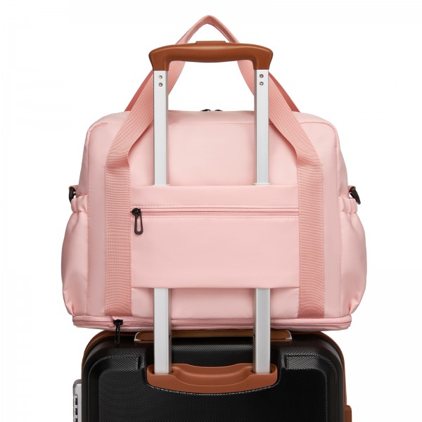 TVK2613 - Kono Expandable Cabin Travel Bag 40×30×20cm - Large Capacity, Water-Resistant, Multi-Compartment Weekend & Carry-On Tote - Pink