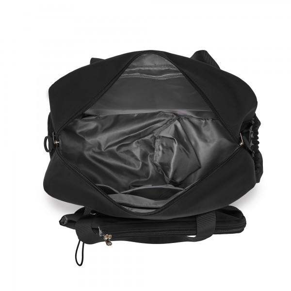 TVK2627 - Kono 25L Unisex Modular Tennis Travel Bag Set, Water Repellent Nylon Gym Bag with Detachable Racket Sleeve - Black
