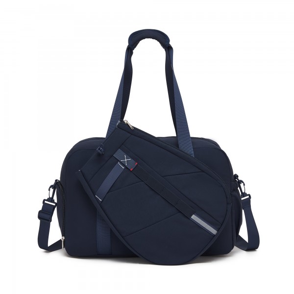 TVK2627 - Kono 25L Unisex Modular Tennis Travel Bag Set, Water Repellent Nylon Gym Bag with Detachable Racket Sleeve - Navy