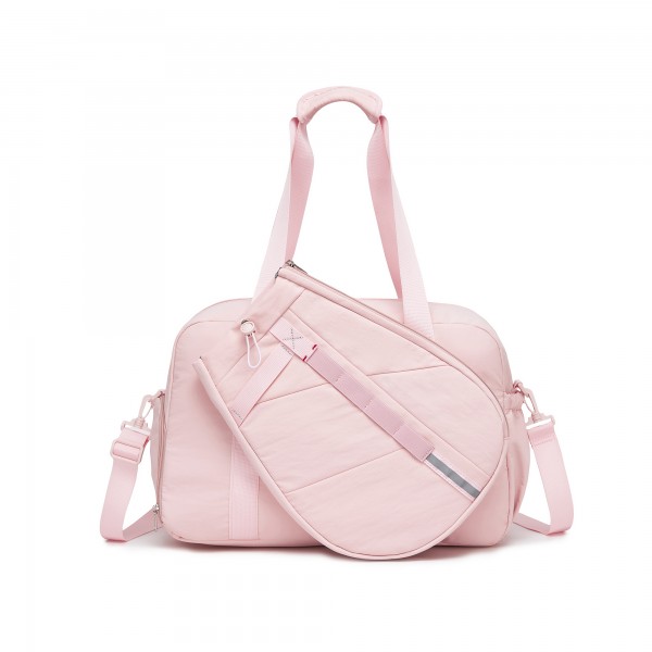 TVK2627 - Kono 25L Unisex Modular Tennis Travel Bag Set, Water Repellent Nylon Gym Bag with Detachable Racket Sleeve - Pink