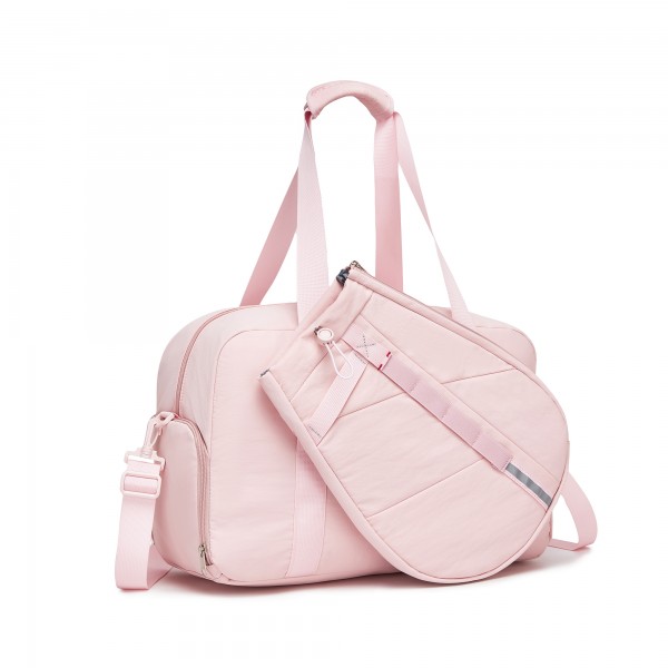TVK2627 - Kono 25L Unisex Modular Tennis Travel Bag Set, Water Repellent Nylon Gym Bag with Detachable Racket Sleeve - Pink