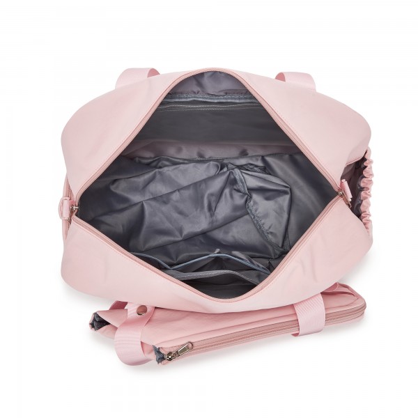 TVK2627 - Kono 25L Unisex Modular Tennis Travel Bag Set, Water Repellent Nylon Gym Bag with Detachable Racket Sleeve - Pink