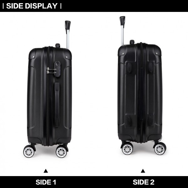 K1777L - Kono 24 Inch ABS Hard Shell Suitcase Luggage - Black