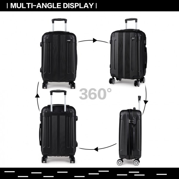 K1777L - Kono 24 Inch ABS Hard Shell Suitcase Luggage - Black