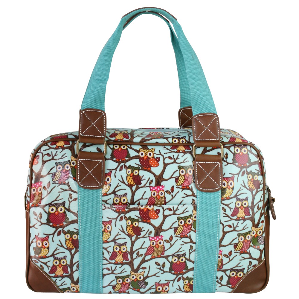 Miss Lulu Oilcloth Travel Bag Owl Blue