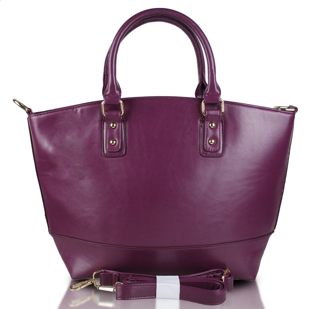 L1110 - Miss Lulu Classic Leather Look Tote Handbag Purple