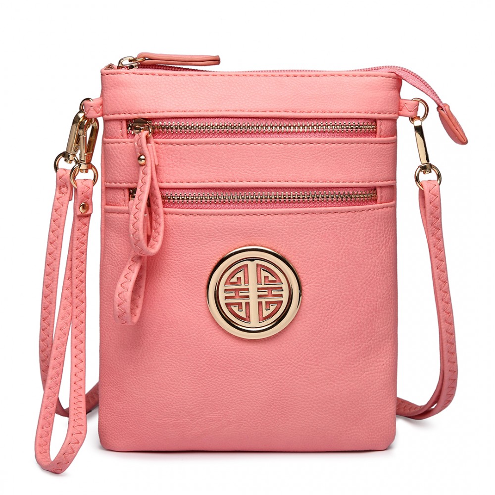 L1417 - Miss Lulu Cross Body Pouch Bag Pink