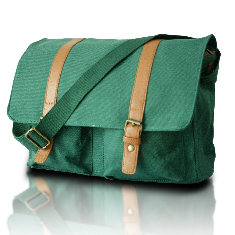 L1418 Miss Lulu Unisex Canvas Messenger Bag Green