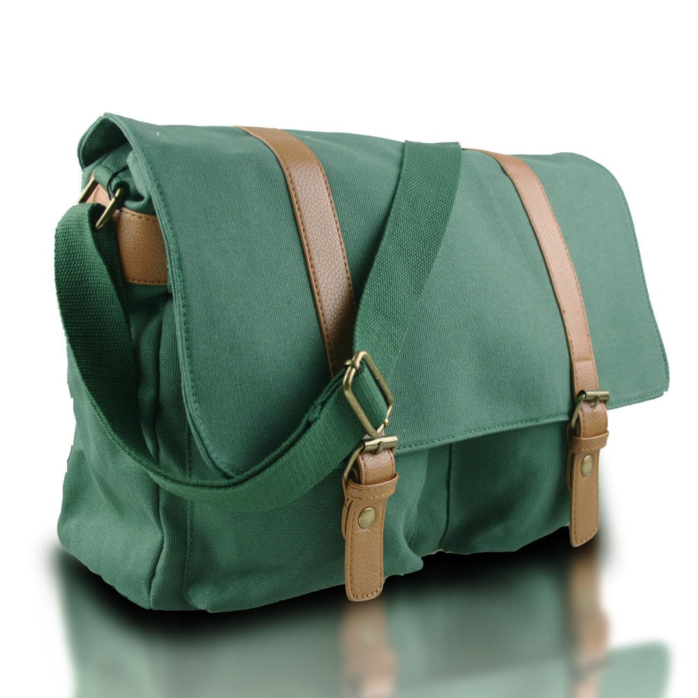 L1418 Miss Lulu Unisex Canvas Messenger Bag Green