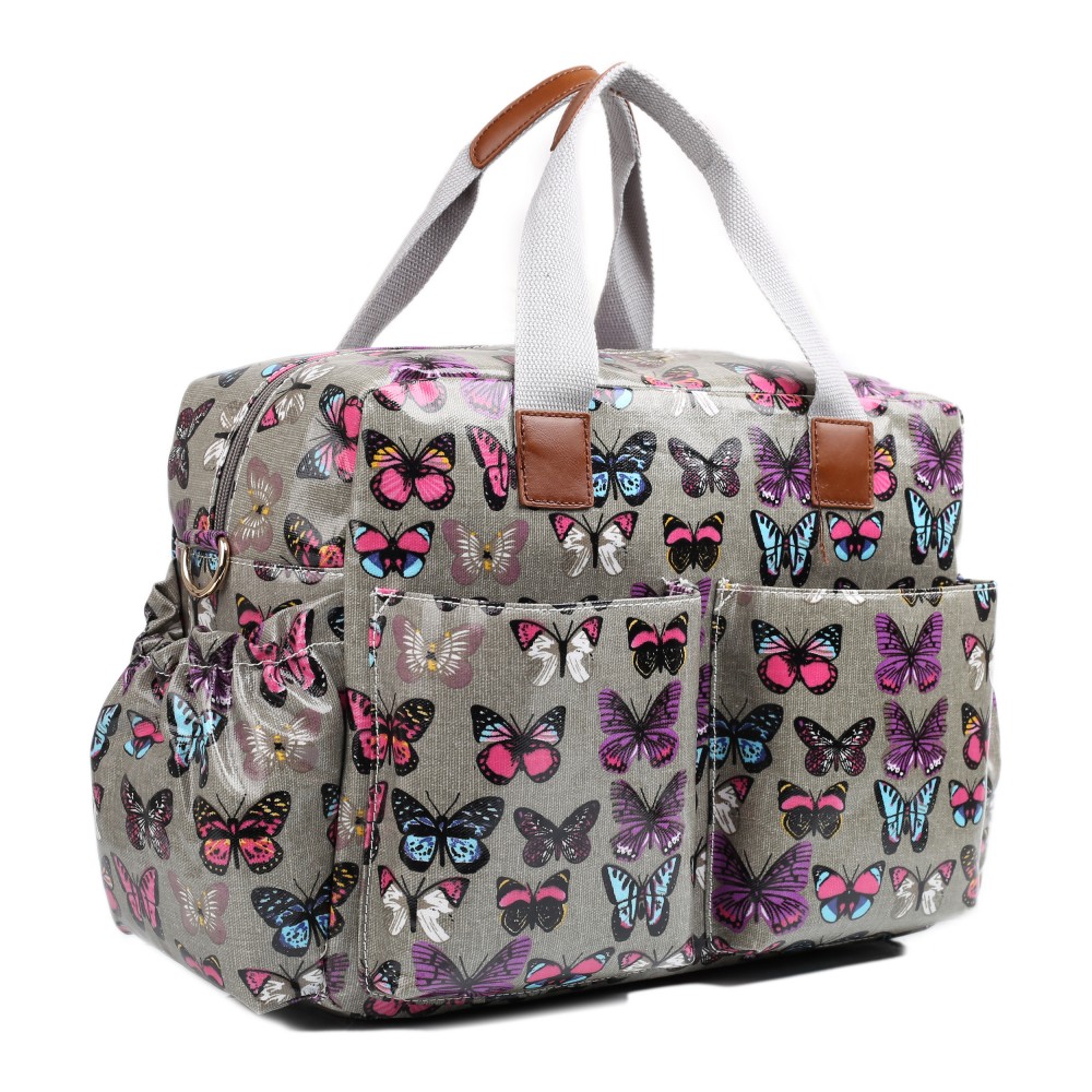 L1501B Miss Lulu Maternity Baby Changing Bag Butterfly Grey