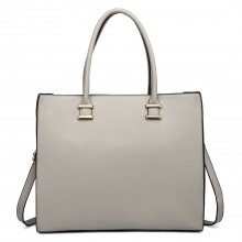 L1509 - Miss Lulu Leather Look Classic Square Shoulder Bag Grey