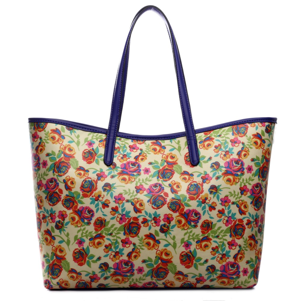 L1516NF - Miss Lulu Fashionable Oilcloth Flower Tote Bag Yellow