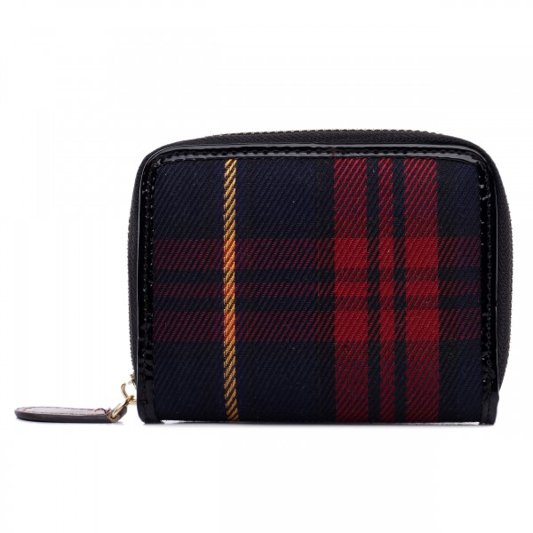 L1518 - Miss Lulu Small Canvas Tartan Purse Red