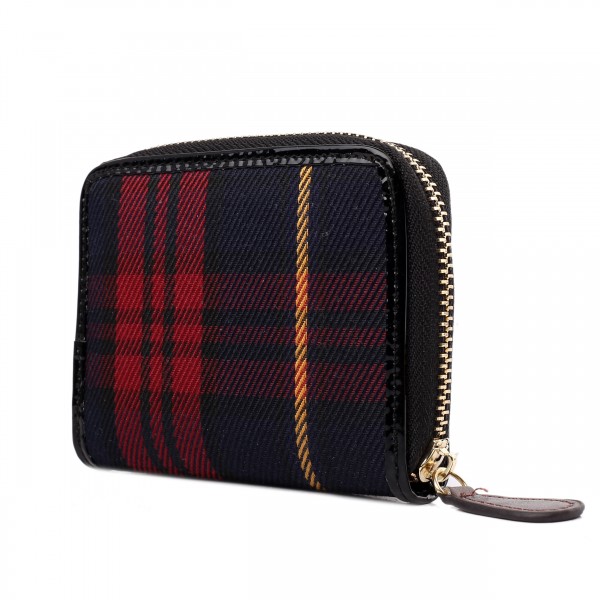 L1518 - Miss Lulu Small Canvas Tartan Purse Red