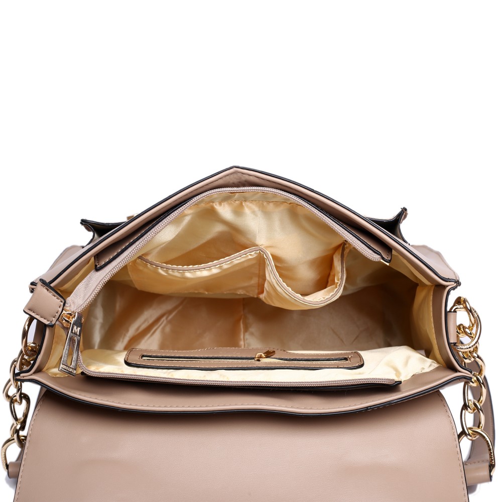 L1521 Miss Lulu Classic Satchel Shoulder Bag Apricot
