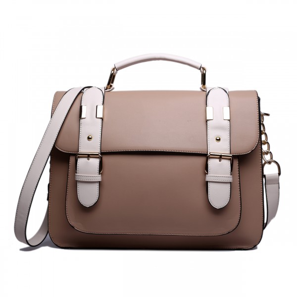 L1521 - Miss Lulu Classic Satchel Shoulder Bag Brown