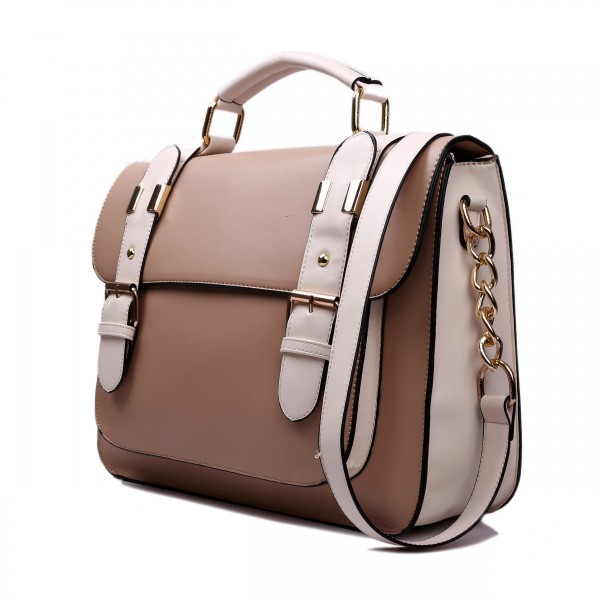 L1521 - Miss Lulu Classic Satchel Shoulder Bag Brown