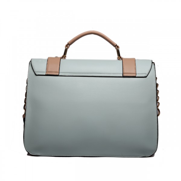 L1521 - Miss Lulu Classic Satchel Shoulder Bag Grey