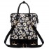 L1523DS - Miss Lulu Large Daisy Backpack Shoulder Bag Black