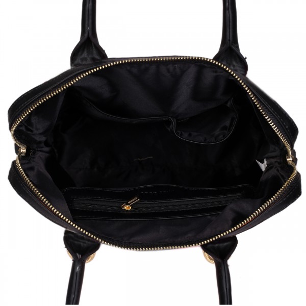 L1523DS - Miss Lulu Large Daisy Backpack Shoulder Bag Black