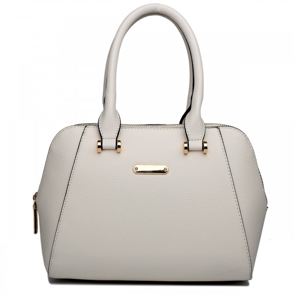 LF1627 - Miss Lulu Faux Leather Two Compartment Shoulder Bag Beige