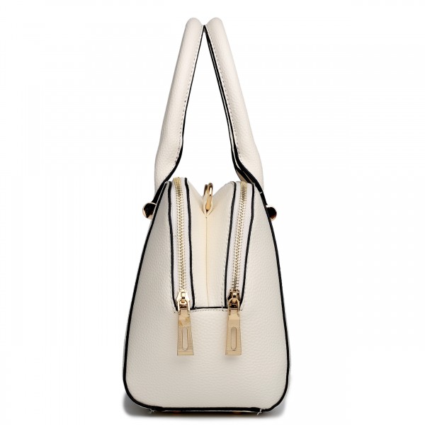 LF1627 - Miss Lulu Faux Leather Two Compartment Shoulder Bag Beige