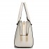 LF1627 - Miss Lulu Faux Leather Two Compartment Shoulder Bag Beige