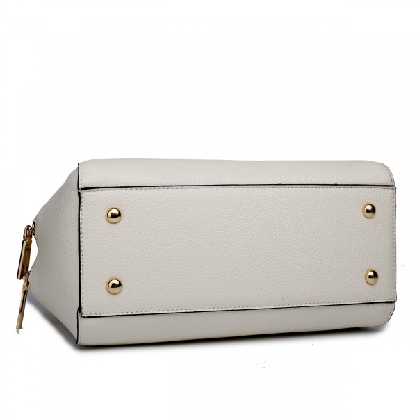 LF1627 - Miss Lulu Faux Leather Two Compartment Shoulder Bag Beige