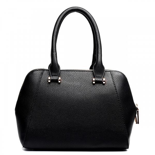 LF1627 - Miss Lulu Faux Leather Two Compartment Shoulder Bag Black