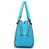 LF1627 - Miss Lulu Faux Leather Two Compartment Shoulder Bag Light Blue