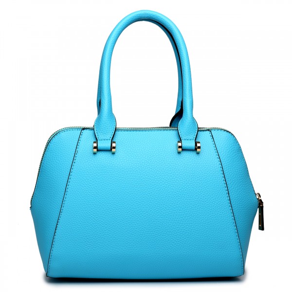 LF1627 - Miss Lulu Faux Leather Two Compartment Shoulder Bag Light Blue