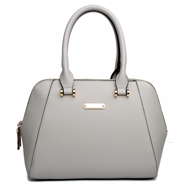 LF1627 - Miss Lulu Faux Leather Two Compartment Shoulder Bag Grey