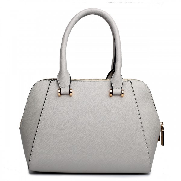 LF1627 - Miss Lulu Faux Leather Two Compartment Shoulder Bag Grey