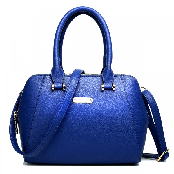 LF1627 - Miss Lulu Faux Leather Two Compartment Shoulder Bag Navy